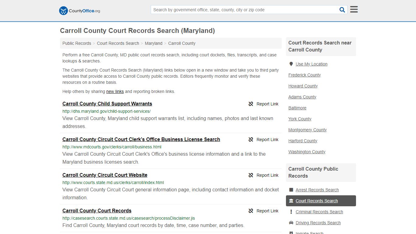 Carroll County Court Records Search (Maryland) - County Office